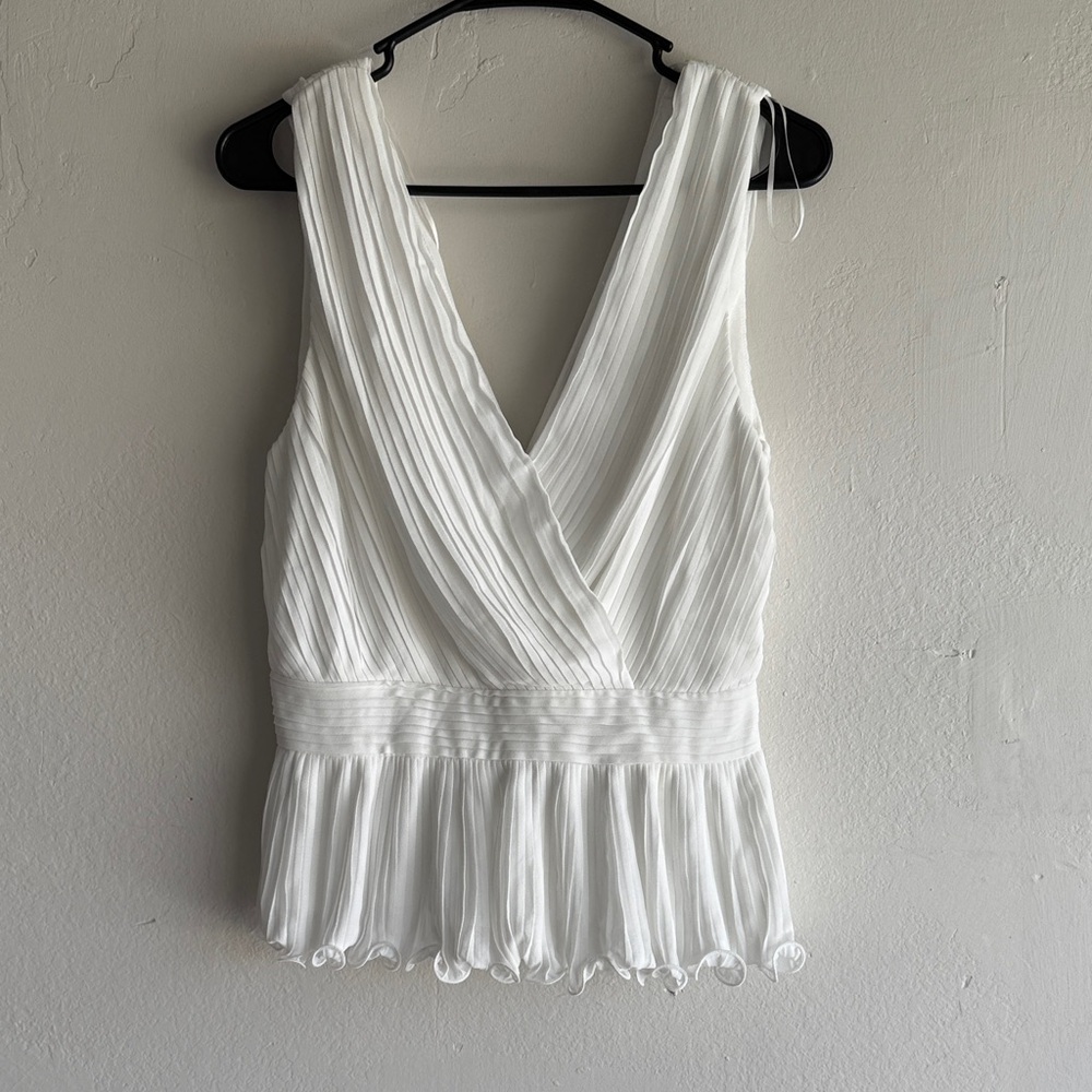 Endless Rose White Pleated V-Neck Blouse